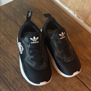 Adidas Kids Black Sneakers with White Accents